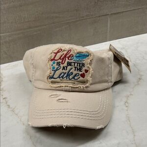 🌊Beige Tan Ladies Like is better at the Lake Cap.  New with tags